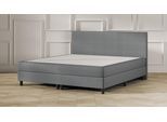 Emma One Boxspringbett - hellgrau - 180x200 cm - braune Füße