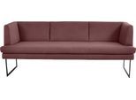Polsterbank K+W KOMFORT & WOHNEN "Cube", rot (cabernet 15), B:209cm H:82cm T:67cm, Sitzbänke, Polsterbank, Hammerkissenoptik, 2 Breiten, Metallkufe schwarz