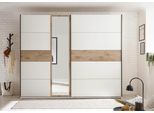 Schlafkontor Kleiderschrank »Leo Schwebetürenschrank, Schiebetürenschrank mit Spiegel«, Absetzung in Viking Oak heller Rillenoptik und Spiegel