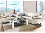 Ecksofa TRENDMANUFAKTUR "Rondo wahlweise mit Schlaffunktion, 267x247 cm (BxT), breite Armlehnen", weiß (altweiß), B:267cm H:85cm T:247cm, Kunstleder SOFTLUX;Microfaser PRIMABELLE (100% Polyester);NaturLEDER (echtes Rindsleder);Struktur (54% Polyacryl, 46% Polyester), Sofas, Ecksofa, L-Form, wahlweise mit Federkern bestellbar, Füße schwarz