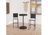 vidaXL 3-tlg. Gartenbar-Set mit Kissen Poly Rattan Schwarz