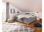 Boxbett INOSIGN "Alexis", grau (hellgrau), B:180cm L:200cm, Struktur fein (100% Polyester), Komplettbetten, ohne Kopfteil - ideal für Räume mit Dachschrägen; in 4 Breiten