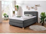 Boxspringbett HOME AFFAIRE "Fargo", grau (anthrazit), B:133cm L:207cm, Struktur fein (100% Polyester);Samtstoff (100% Polyester), Komplettbetten, Boxspringbett, inkl. Topper, in 3 Matratzenarten, in Samt- oder Strukturstoff