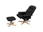 Relaxsessel H56, Fernsehsessel TV-Sessel mit Hocker Ottomane, Kunstleder Eukalyptus Holz MVG-zertifiziert ~ schwarz