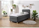 Boxspringbett HOME AFFAIRE "Fargo", grau (anthrazit), B:103cm L:207cm, Struktur fein (100% Polyester);Samtstoff (100% Polyester), Komplettbetten, Boxspringbett, inkl. Topper, in 3 Matratzenarten, in Samt- oder Strukturstoff