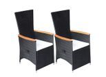 vidaXL Garten-Liegestühle 2 Stk. mit Auflagen Poly Rattan Schwarz