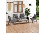 vidaXL 5-tlg. Garten-Lounge-Set mit Auflagen Massivholz Akazie Grau
