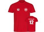multifanshop Herren T-Shirt - Deutschland - Adler Retro Trikot 12 - Druck weiß - Männer