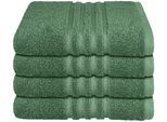 Schiesser Handtücher »Milano aus 100% Baumwolle mit eleganter Bordüre in Hoch-Tief-Optik«, (Set, 4 St., 4er Set Handtücher 50 x 100 cm), Made in Green