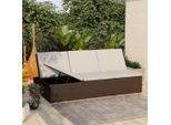vidaXL Sonnenliege mit Auflage Poly Rattan Braun