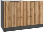 Spülenschrank KOCHSTATION "KS-Lagos, geeignet für vollintegrierte Geschirrspüler", grau (listrado eiche, grafitgrau), B:120cm H:82cm T:60cm, Holzwerkstoff, Schränke, Spülenschrank, Breite 120 cm, wahlweise mit Spülbecken in edelstahl oder schwarz