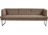 Polsterbank K+W KOMFORT & WOHNEN "Cube", braun (wüste 76), B:229cm H:82cm T:67cm, Sitzbänke, Polsterbank, Hammerkissenoptik, 2 Breiten, Metallkufe schwarz