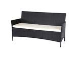 3-Sitzer Poly-Rattan Gartenbank Hamar, Sitzbank ~ anthrazit, Kissen creme