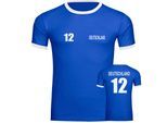 multifanshop Kontrast T-Shirt - Deutschland - Trikot Nummer 12 - Druck weiß - Männer