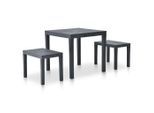 vidaXL Gartentisch mit 2 Bänken Kunststoff Anthrazit