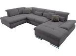 Wohnlandschaft "SO 4100 komfortable Federkernunterfederung, inkl. Kopfteilverstellung", grau (grau 20), B:365cm H:80cm T:225cm, SET ONE BY MUSTERRING, Sofas, Wohnlandschaft, wahlweise Bettfunktion und Sitztiefenverstellung, U-Form