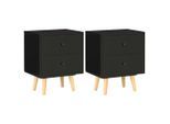 vidaXL Nachttische 2 Stk. Schwarz 40 x 30 x 50 cm Kiefer Massivholz