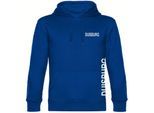 multifanshop Kapuzen Sweatshirt - Duisburg - Brust & Seite - Druck weiß - Hoodie