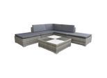 vidaXL 6-tlg. Garten-Lounge-Set mit Auflagen Poly Rattan Grau