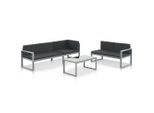 vidaXL 3-tlg. Garten-Lounge-Set mit Kissen Aluminium Schwarz