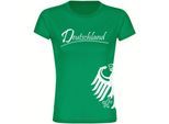 multifanshop Damen T-Shirt - Deutschland - Adler seitlich - Druck weiß - Frauen