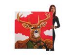 Wandbild Hirsch, 100% handgemaltes Ölgemälde Gemälde XL, 100x100cm