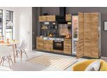 Küchenzeile KOCHSTATION "KS-Tulsa", braun (küche: natur, korpus: grafit, arbeitsplatte: anthrazit), B:300cm T:60cm, Komplettküchen-Sets, Küchenzeile, ohne E-Geräte, Breite 300 cm, schwarze Metallgriffe, MDF Fronten