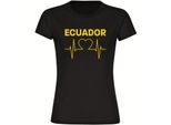 multifanshop Damen T-Shirt - Ecuador - Herzschlag - Druck gelb - Frauen