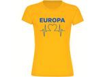 multifanshop Damen T-Shirt - Europa - Herzschlag - Druck blau - Frauen