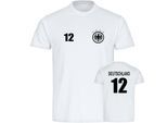 multifanshop Herren T-Shirt - Deutschland - Adler Retro Trikot 12 - Druck schwarz - Männer
