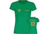 multifanshop Damen T-Shirt - Deutschland - Trikot Nummer 12 Gold - Druck gold metallic - Frauen