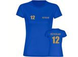 multifanshop Damen T-Shirt - Deutschland - Trikot Nummer 12 Gold - Druck gold metallic - Frauen