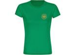 multifanshop Damen T-Shirt - Deutschland - Adler Retro Gold - Druck gold metallic - Frauen