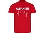 multifanshop Herren T-Shirt - Albanien - Herzschlag - Druck weiß - Männer