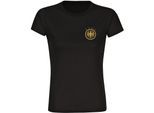 multifanshop Damen T-Shirt - Deutschland - Adler Retro Gold - Druck gold metallic - Frauen