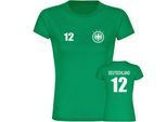 multifanshop Damen T-Shirt - Deutschland - Adler Retro Trikot 12 - Druck weiß - Frauen