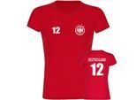 multifanshop Damen T-Shirt - Deutschland - Adler Retro Trikot 12 - Druck weiß - Frauen