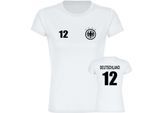 multifanshop Damen T-Shirt - Deutschland - Adler Retro Trikot 12 - Druck schwarz - Frauen
