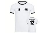 multifanshop Kontrast T-Shirt - Deutschland - Adler Retro Trikot 12 - Druck schwarz - Männer