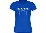 multifanshop Damen T-Shirt - Schalke - Herzschlag - Druck weiß - Frauen