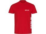 multifanshop Herren T-Shirt - Berlin rot - Brust & Seite - Druck weiß - Männer