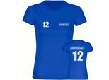 multifanshop Damen T-Shirt - Darmstadt - Trikot Nummer 12 - Druck weiß - Frauen