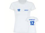 multifanshop Damen T-Shirt - Darmstadt - Trikot Nummer 12 - Druck blau - Frauen