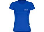 multifanshop Damen T-Shirt - Hamburg - Brust & Seite - Druck weiß - Frauen