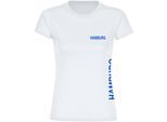 multifanshop Damen T-Shirt - Hamburg - Brust & Seite - Druck blau - Frauen