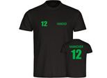 multifanshop Herren T-Shirt - Hannover - Trikot Nummer 12 - Druck grün - Männer