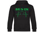 multifanshop Kapuzen Sweatshirt - Bremen - Herzschlag - Druck grün - Hoodie