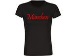 multifanshop Damen T-Shirt - München rot - Schriftzug - Druck rot - Frauen