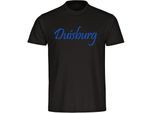 multifanshop Herren T-Shirt - Duisburg - Schriftzug - Druck blau - Männer