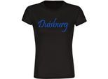 multifanshop Damen T-Shirt - Duisburg - Schriftzug - Druck blau - Frauen